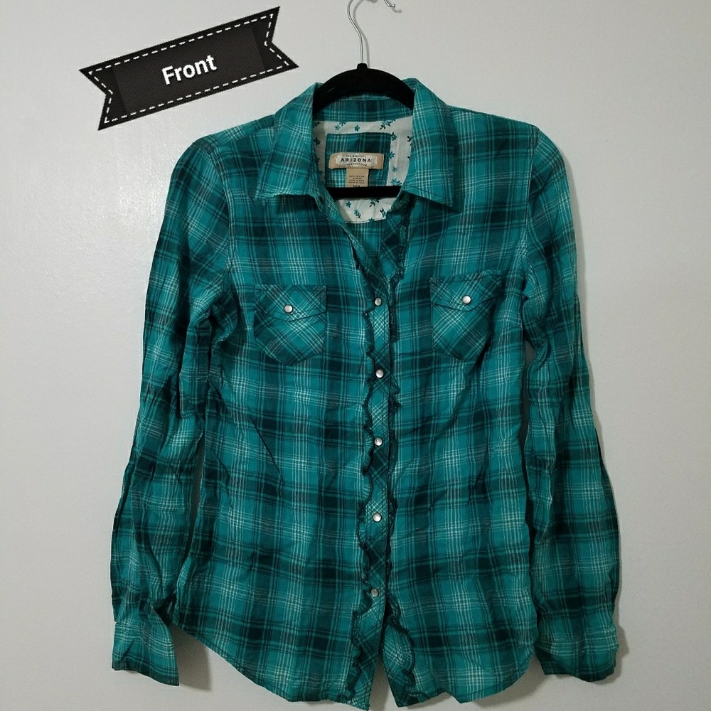 L/S Teal Plaid Pearl-Snap